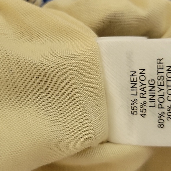 House of Harlow 1960 Blue and Cream Floral Linen Blend Blouse Sz Small - Picture 7 of 7